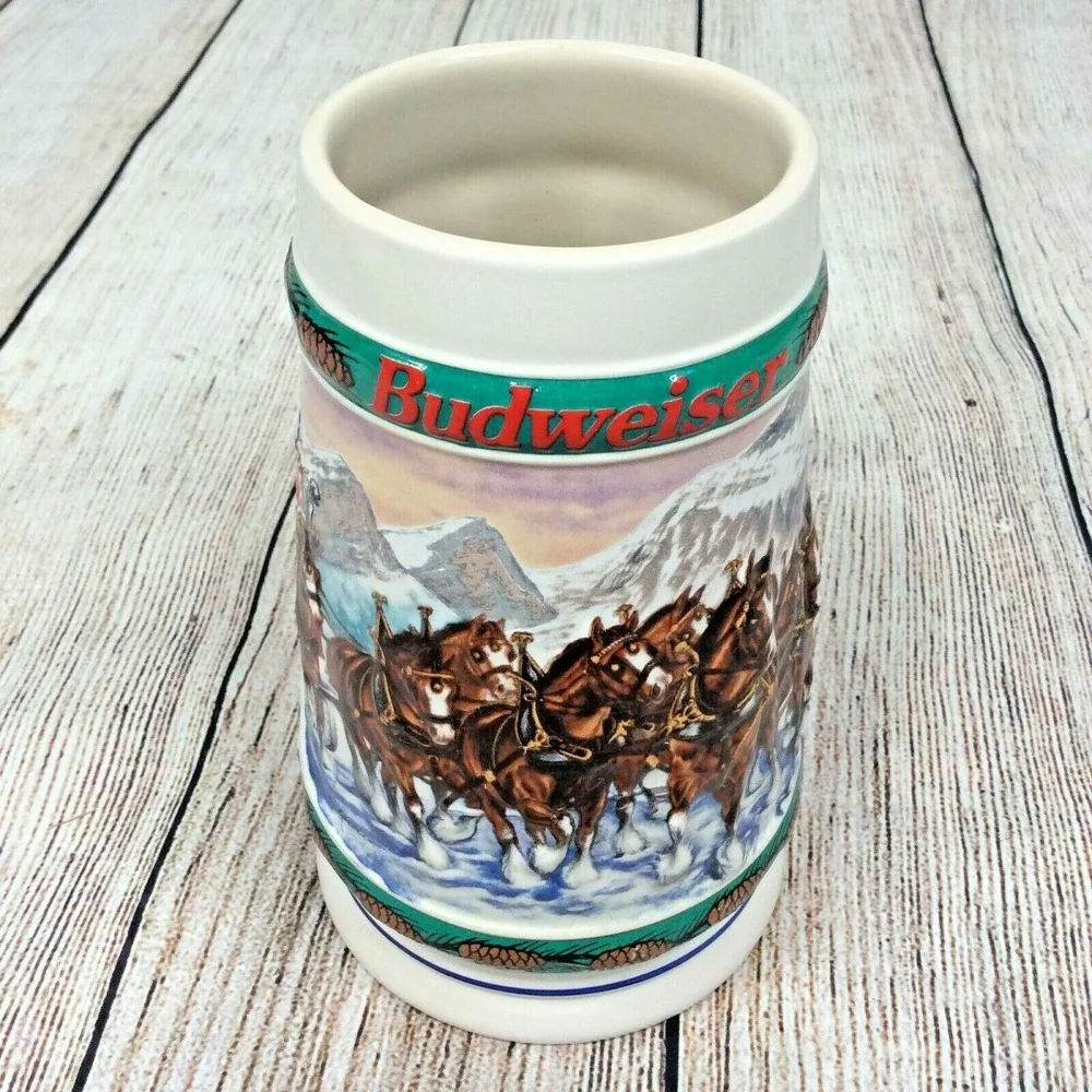 1993 Budweiser Holiday Stein Beer Mug Special Delivery Vintage Horses